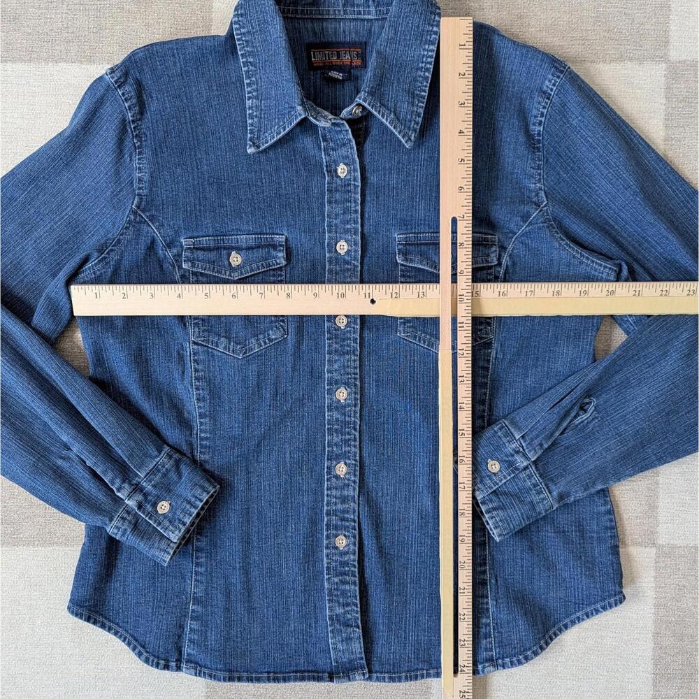 Vintage 90s Limited Jeans classic denim fitted button front shirt - Picture 3 of 6